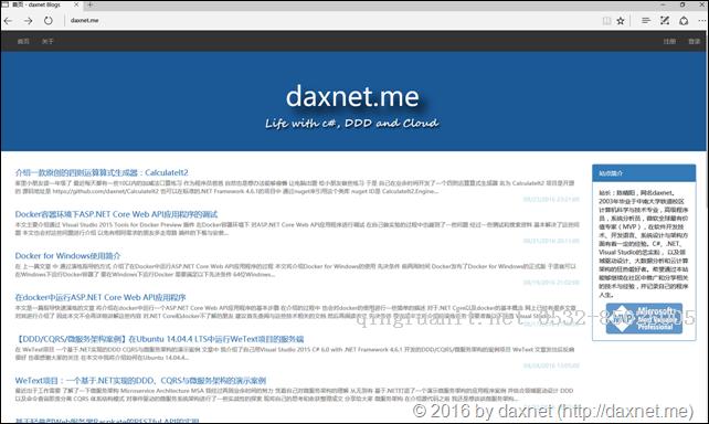 歡迎閱讀daxnet的新博客：一個基于Microsoft Azure、ASP.NET Core和Docker的博客系統(tǒng)-Java培訓(xùn),做最負責(zé)任的教育,學(xué)習(xí)改變命運,軟件學(xué)習(xí),再就業(yè),大學(xué)生如何就業(yè),幫大學(xué)生找到好工作,lphotoshop培訓(xùn),電腦培訓(xùn),電腦維修培訓(xùn),移動軟件開發(fā)培訓(xùn),網(wǎng)站設(shè)計培訓(xùn),網(wǎng)站建設(shè)培訓(xùn)